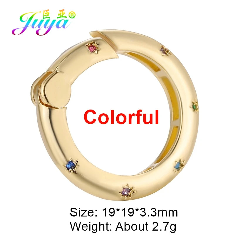 Juya Handmade Creative 18K Gold Plated Brass Screw Locks Carabiner Clasps Accessories For DIY Mesh Chains Pendant Jewelry Making