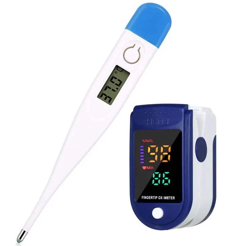 Pulse Oximeter Finger Clip Pulse Thermometer Electronic Soft Head Oral Armpit Temperature Measurement Household Adults Children