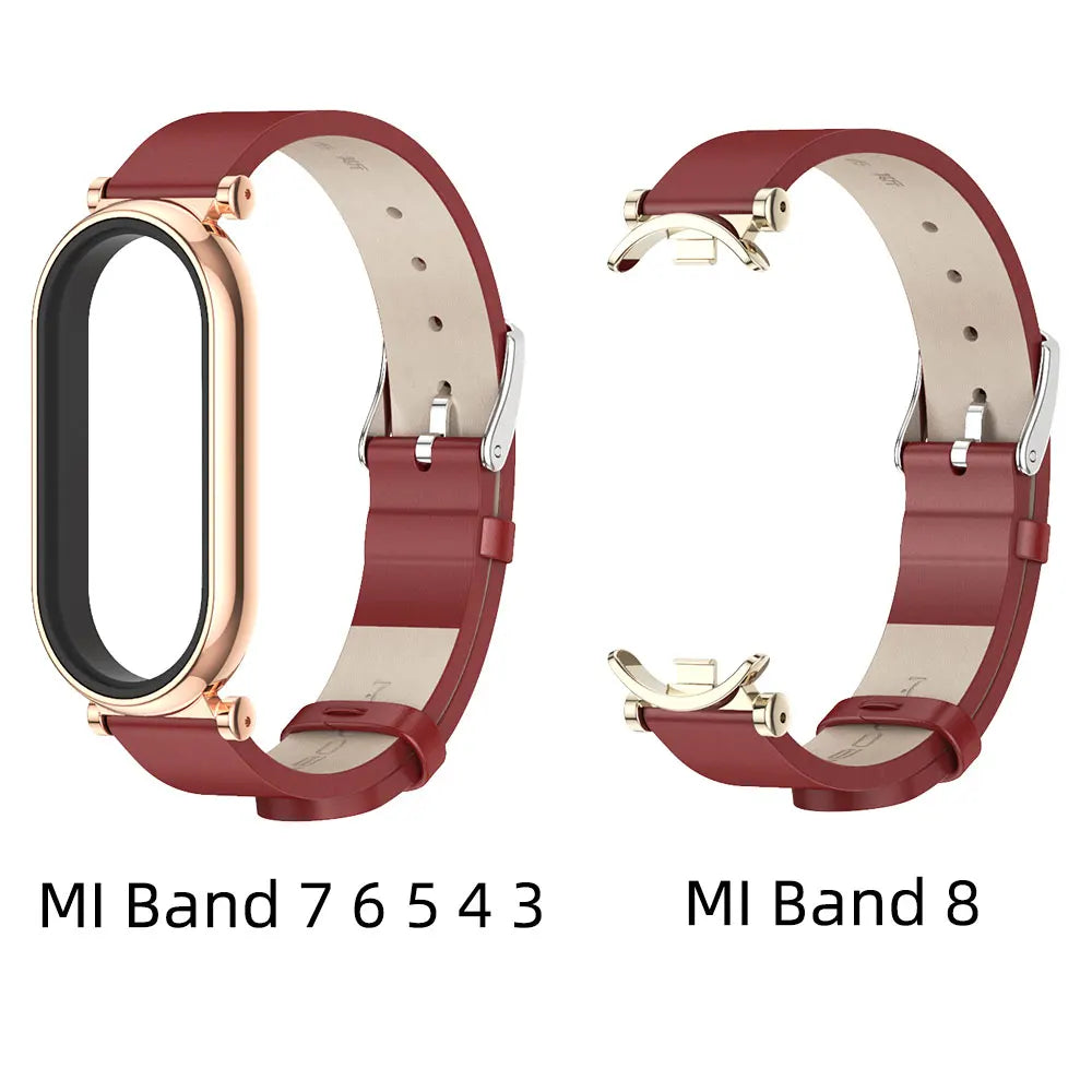 Mi Band 9 10 8 7 6 5 Strap for Xiaomi Smart Band 8 Bracelet NFC Global Version Leather Watch Band Mi 8 Wristband Miband 9 10