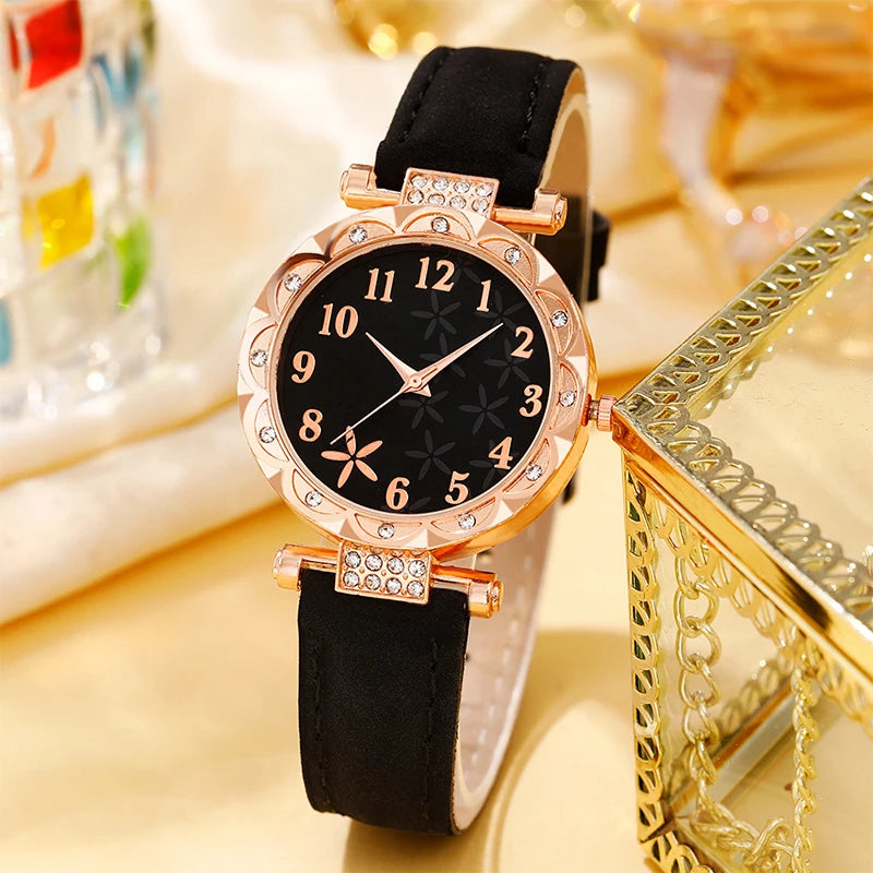 6Pcs Exquisite Fashion Women's Watch Set, Perfect Gift for Birthday Parties, Christmas, Mother's Day, Halloween.