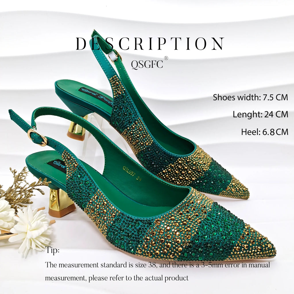 QSGFC Exquisite Fashion Women Shoes Sparkling Diamonds Pointed-toe Design Elegant Party Ladies High Heels
