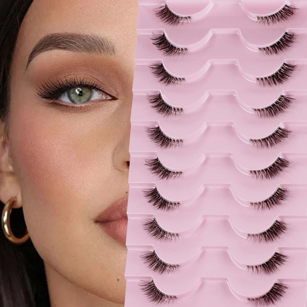 Half Eyelashes, Natural Appearance 10 Pairs of Thick Cat Eyelashes 10mm Wispy Eyelashes with Short False Eyelashes 3D04-10F