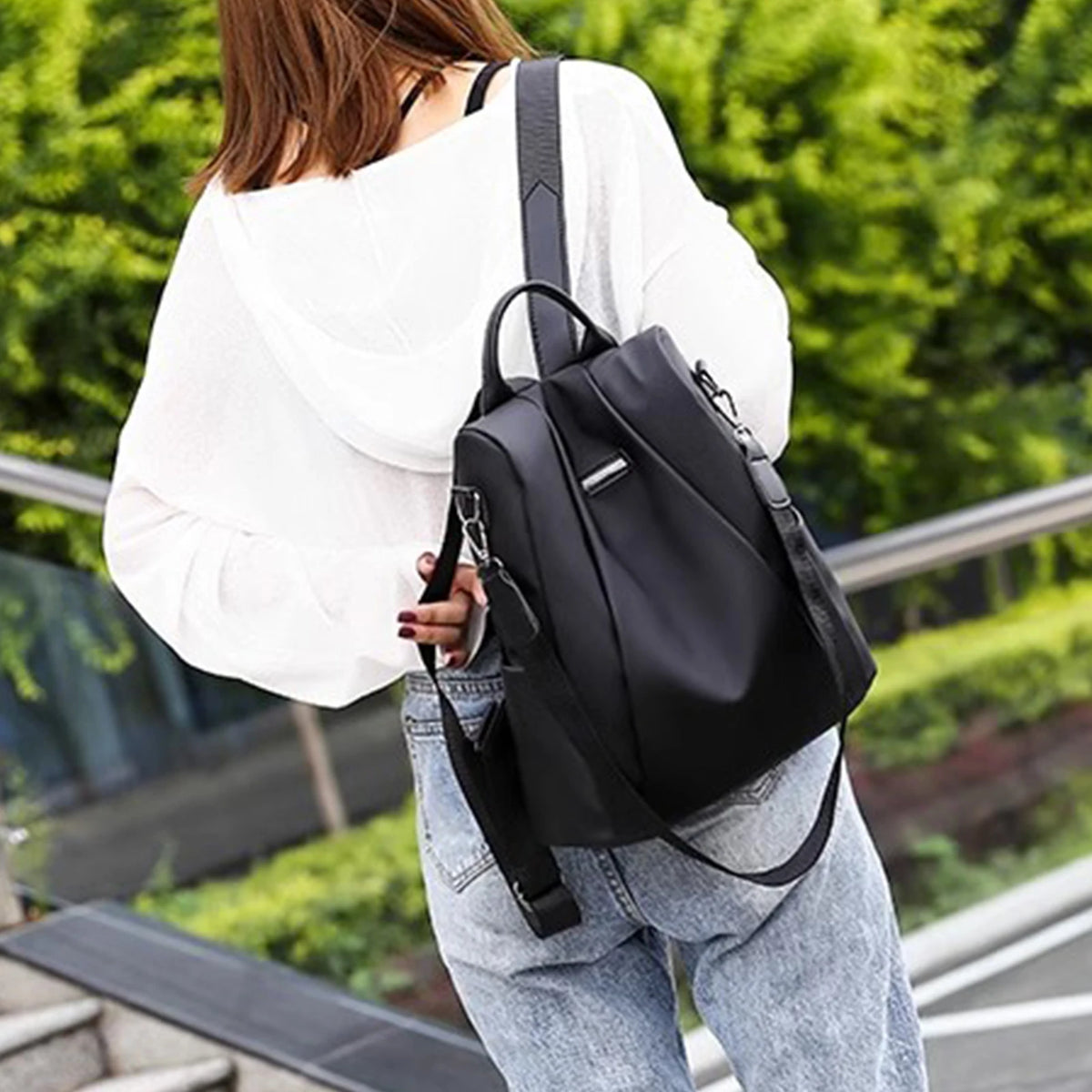 Oxford Cloth Anti Theft Backpack Back Hidden Zipper soft Design Women Backpack Suitable for Daily Work Travel