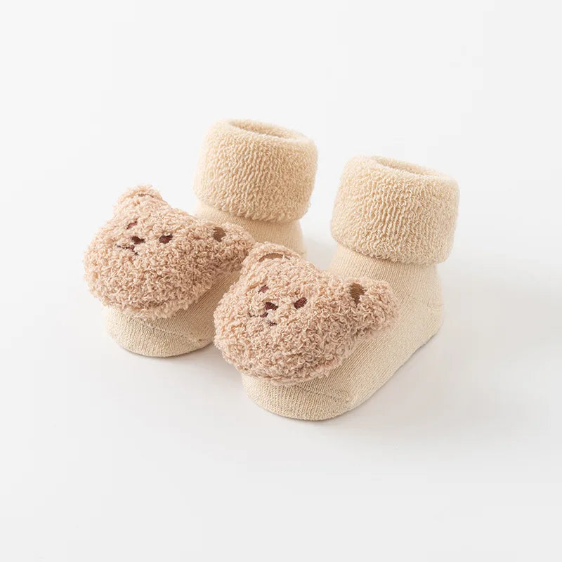 Cute Cartoon Bear Baby Socks for Boys Girls Spring Autumn Soft Cotton Anti Slip Soled Newborn Toddler Sock Kids Warm Socken