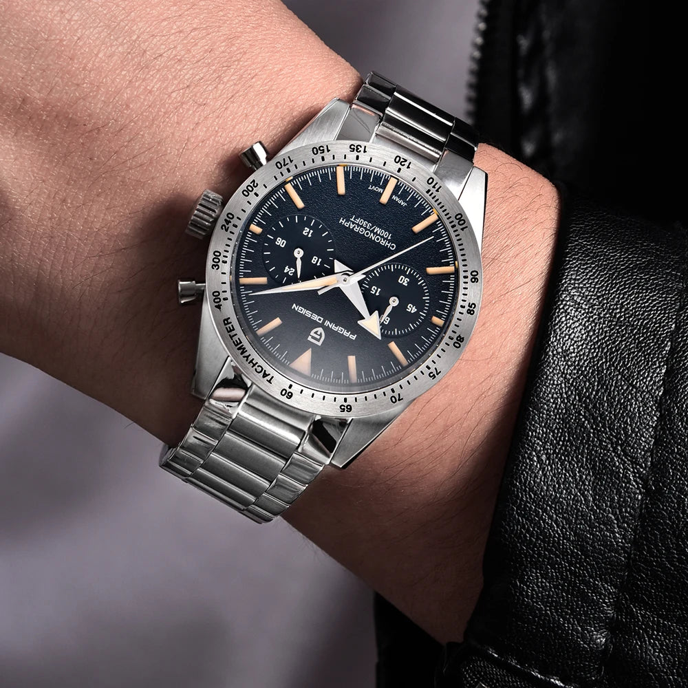 PAGANI DESIGN 2026 Mens watches Moon Quartz  Watch men speed Sport waterproof Chronograph AR Sapphire VK64 Steel Retro Luminous