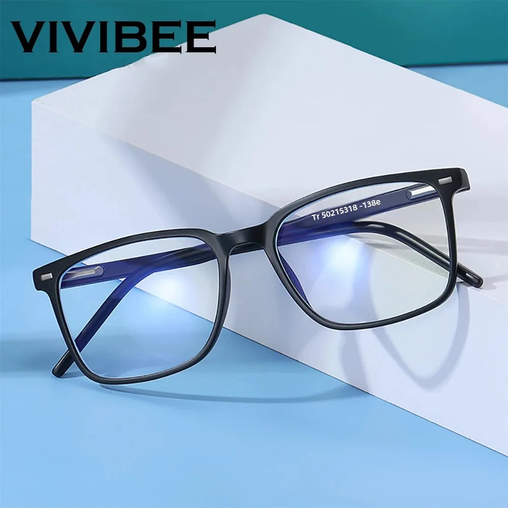 VIVIBEE 2026 Square Blue Light Blocking Glasses Men TR90 Light Frame Anti Blue Ray Eyeglasses Women Classic Computer Eyewear