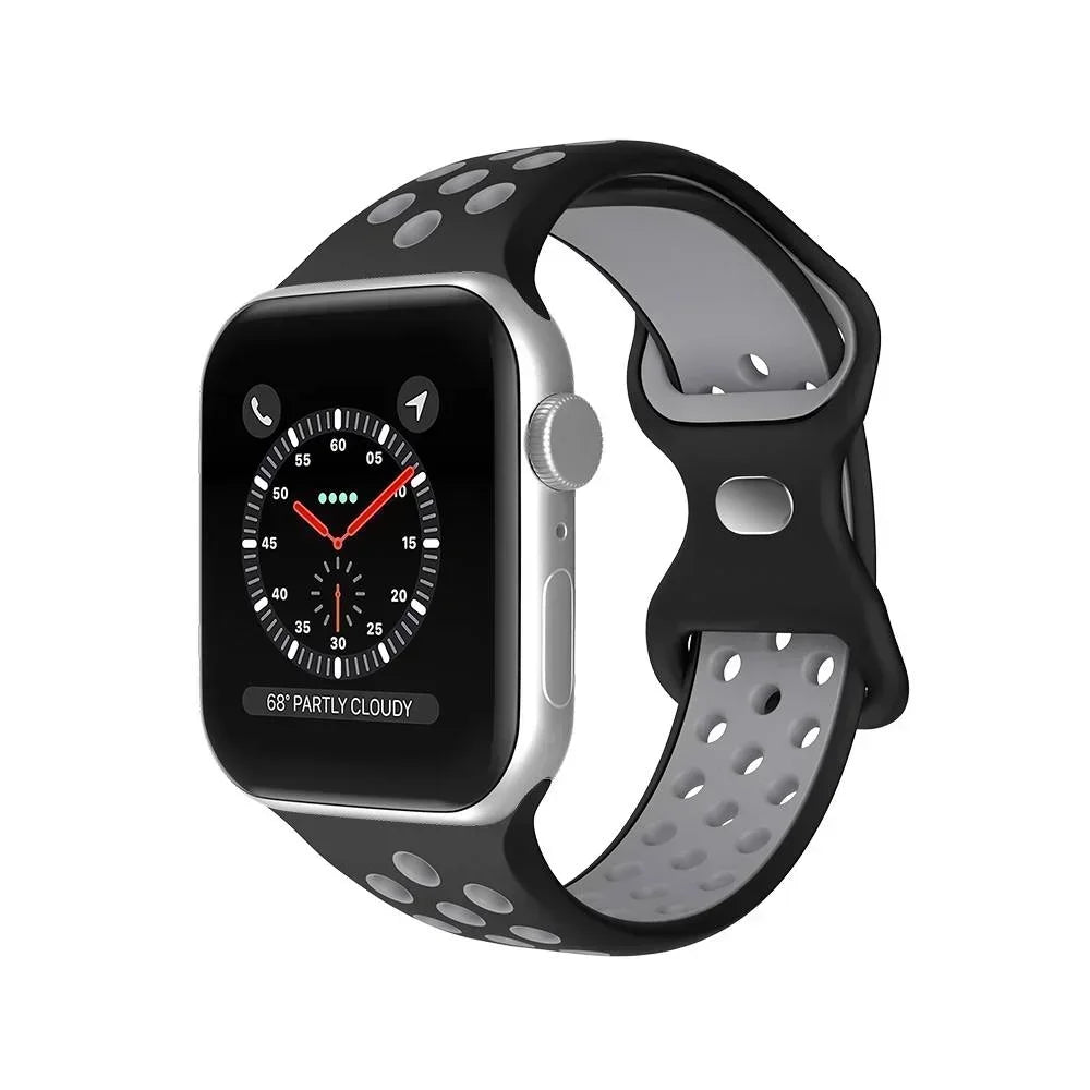 Original Silicone Strap For Apple Watch Band 49mm 44mm 45mm 40mm 42mm Breathable Correa for iWatch Series10 9 8 SE 7 6 Ultra