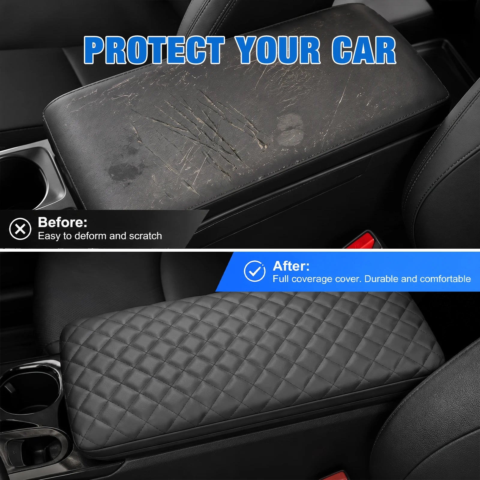 Nilight Center Console Cover Compatible with Toyota Camry 2025 2026 LE SE XLE XSE Nappa Leather Armrest Cover for Toyota Car Accessories Waterproof Middle Arm Rest Cover Pad Armrest Box Cushion, Black