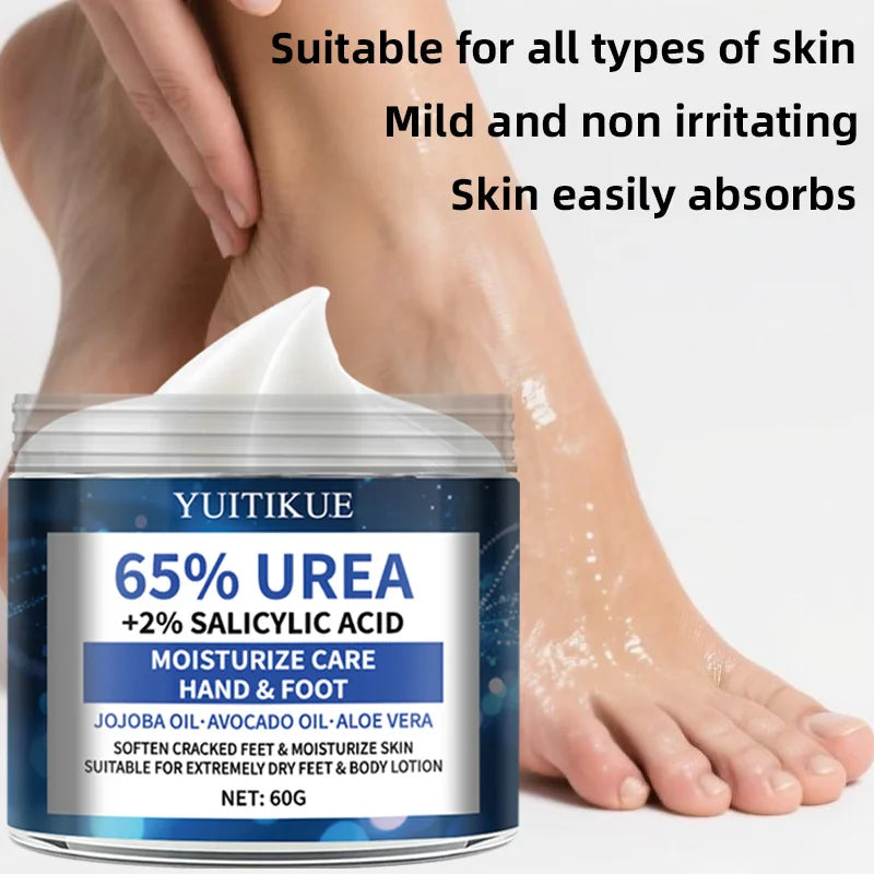 YUITIKUE 65% Urea Foot Cream 60g - 2-Week Cracked Heel Repair, Fast Absorption Non-Greasy, for All Skin Types