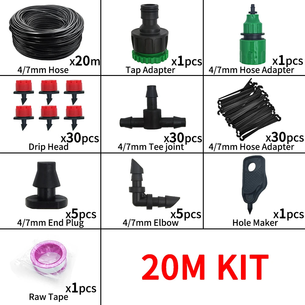 5-20M Drip Irrigation System Plant Watering Set Watering Kits Adjustable Drippers For Irrigation Micro Garden Watering System