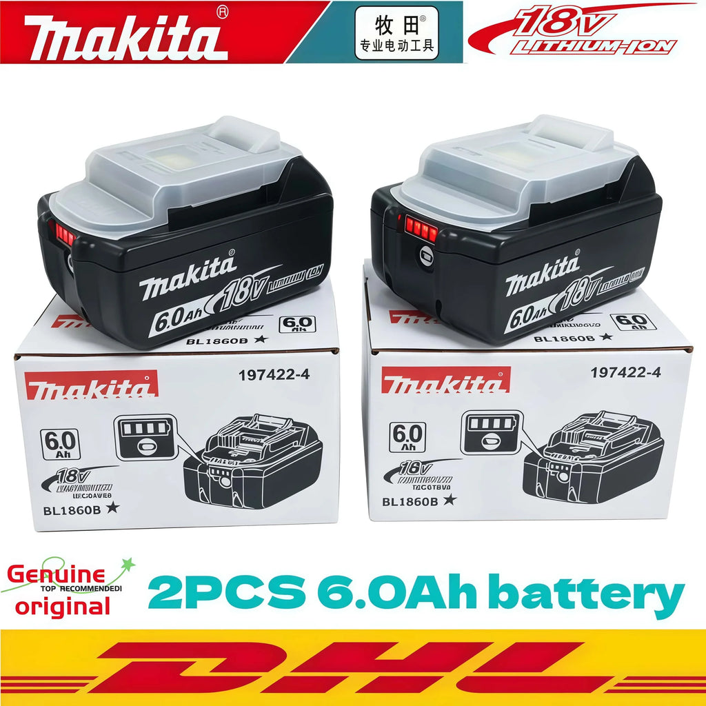 100% Genuine Original Makita 6.0Ah 18V Rechargeable Battery, BL1860B Makita 18V Battery BL1850 BL1840 BL1860 Replacement Lithium