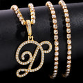 Flatfoosie Fashion A-Z Cursive Letter Crystal Chain Necklace For Women Bling Iced Out Initial Pendant Necklace Hip Hop Jewelry
