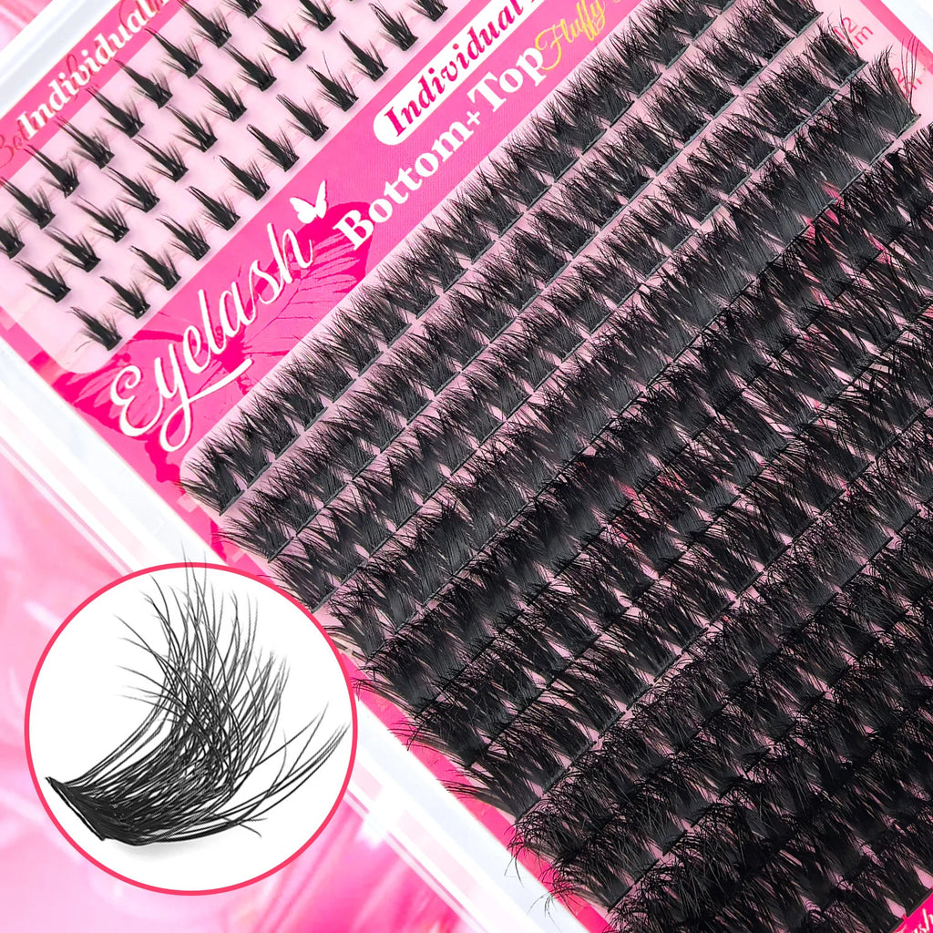 Show-Stopping Top & Bottom Lash Kit – 250/740 Cluster Shell Fluffy Volume, Mix-&-Match Lengths & Styles! Killer for Any Look