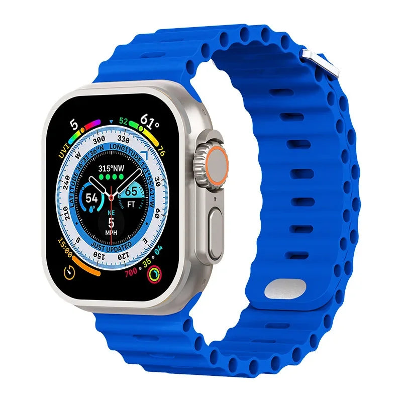 Ocean Strap For Apple Watch Ultra 3/2 Band 49mm 11 10 9 8 7 46mm 45mm 41mm Silicone Bracelet Belt iWatch 6 5 4 SE 44mm 42mm band