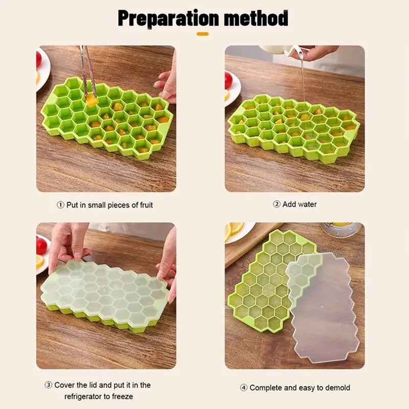 1pcs Honeycomb 37 Lattice Cube Tray Maker Without Lid DIY Ice Mold