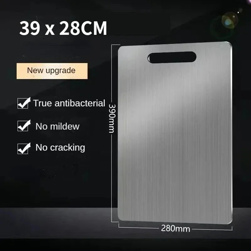 304 Stainless Steel Cutting Board Double Sided, Thickened Kitchen Chopping Block for Meat Vegetable Dough
