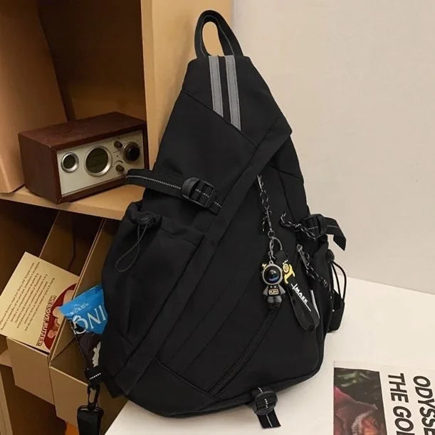 2024 Techwear Style Hip Hop Sport Motorcycle Backpack Men Women Multifunction Waterproof Travel Single Shoulder School Bag