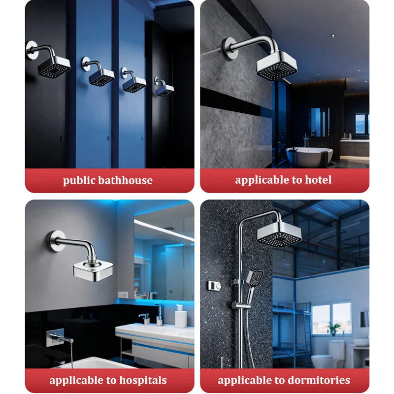 4" Square Water Saving Shower Head Removable Top Sprayer Rain Shower Nozzle for Bathroom Hotel School