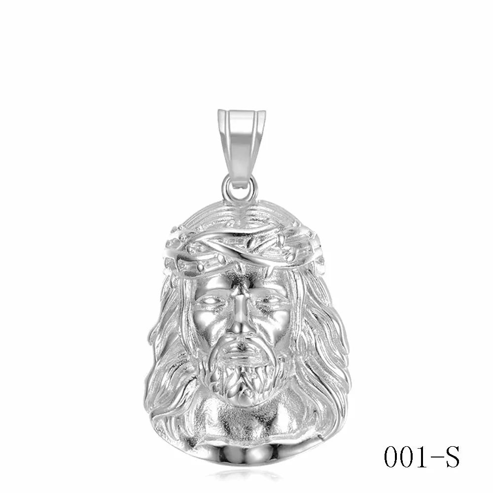Stainless Steel Titanium God Jesus Human Head Gold Plated Portrait Pendant Necklace with 3mm Chain For Men Women Hip Hop Jewelry