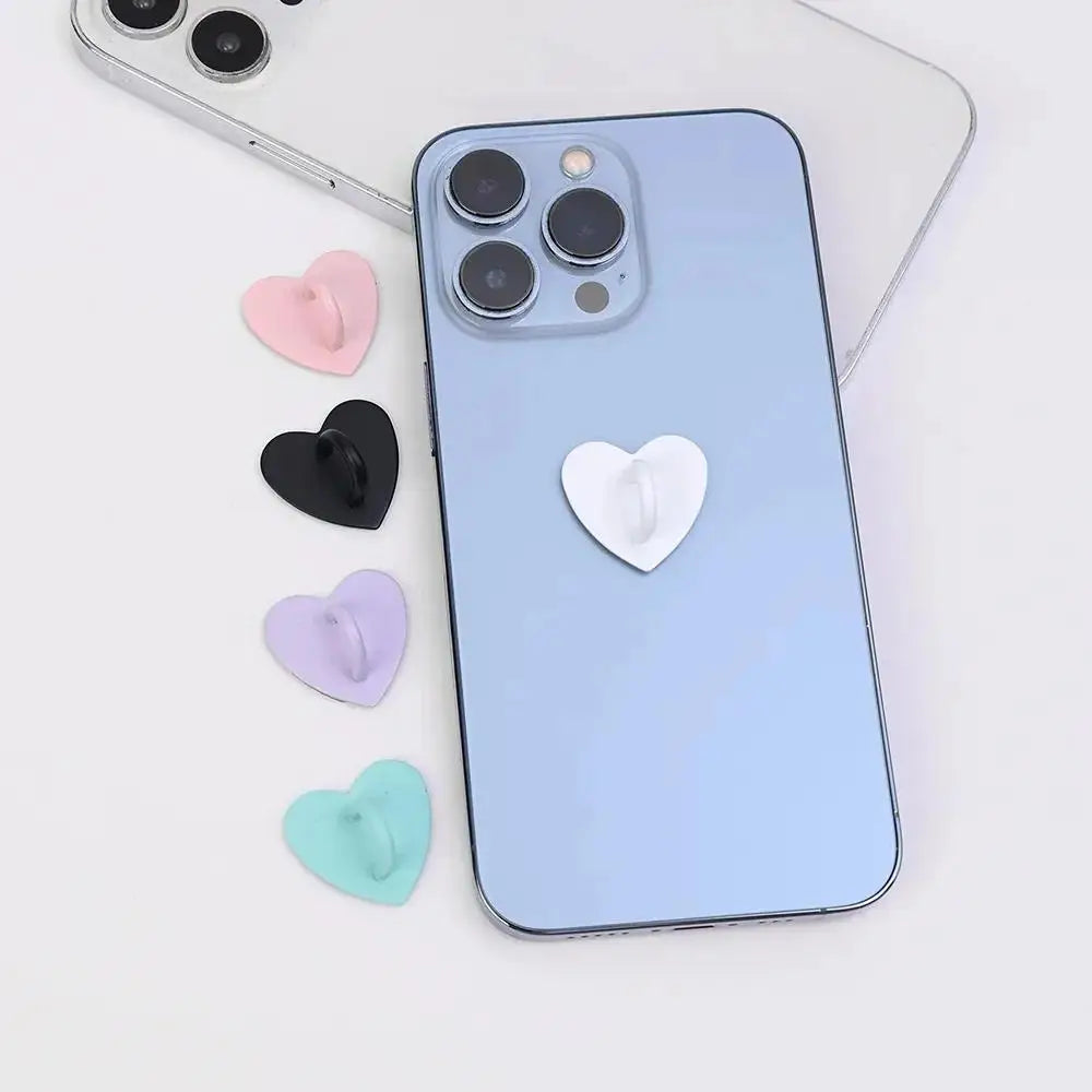 Adhesive Metal Heart Phone Charm Holder Mobile Phone Xyun Finger Ring Stand Hooks Buckle Charms Clasp DIY Accessories String