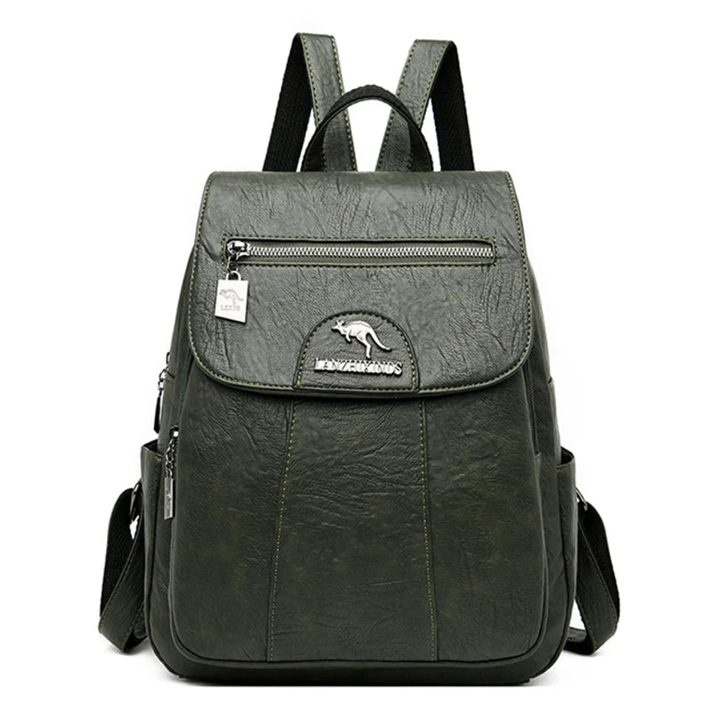 2024 New Women Leather Backpacks High Quality Female Vintage Backpack For Girls School Bag Travel Bagpack Ladies Back Pack