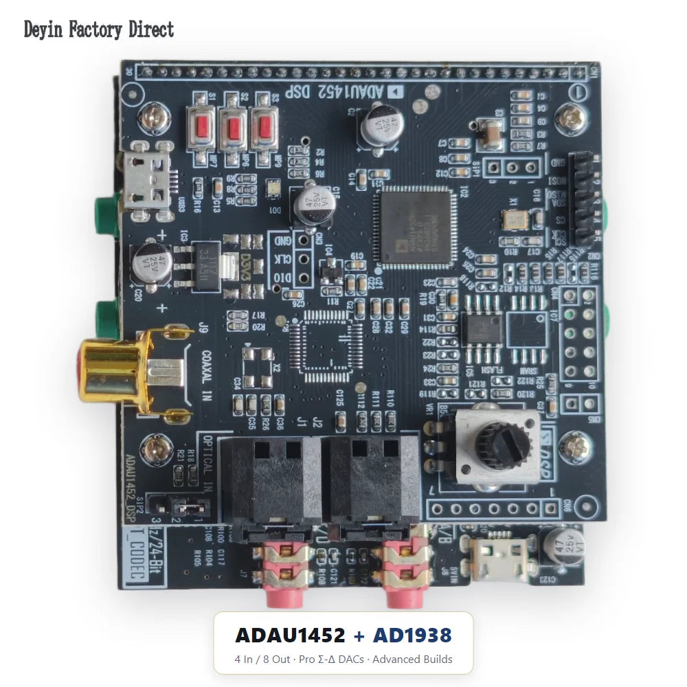 6 Inputs and 8 Outputs Decoding Board Audio and Video Development Board ADAU1452 DSP CS42448 Audio Module 48-192 Sampling Rate W