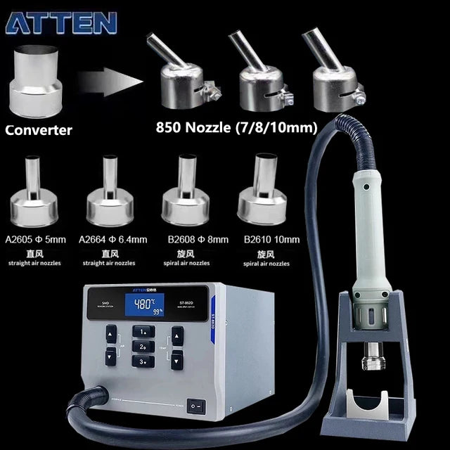 ATTEN St-862D 110V / 220V 1000W Hot Air Gun Digital Display BGA Rework Station Automatic Sleep Repair Desoldering Station