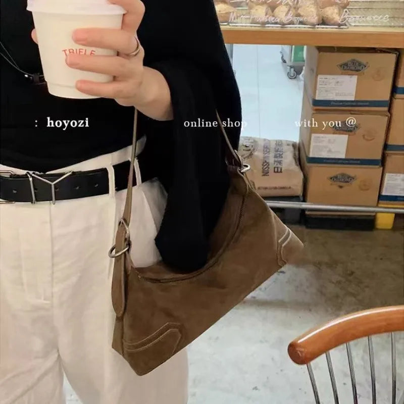 Crossbody Bags for Women Shoulder Bag Velvet Retro Soft Leather Frosted Armpit Bag Purse and Handbags Designer Bags Сумка Жіноча