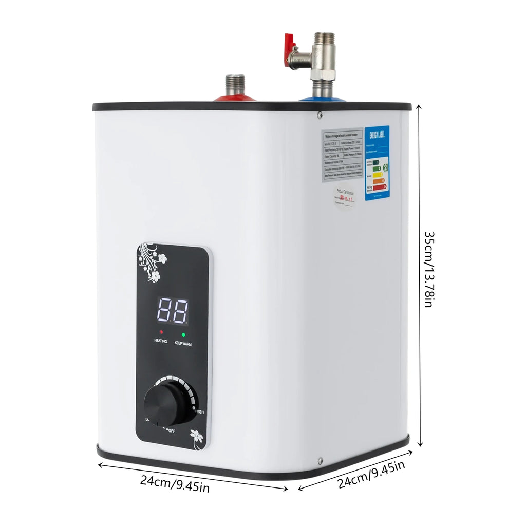 8L Instant Hot Water Heater, Under Sink Water Heater, 1500W Small Tank Water Heater for Kitchen, Top Outlet Faucet