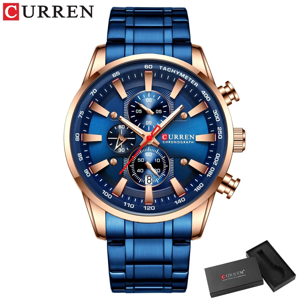 Men six-pin multifunctional quartz watch Waterproof round calendar wristwatch Sport Waterproof Wrist Chronograph Date Watches