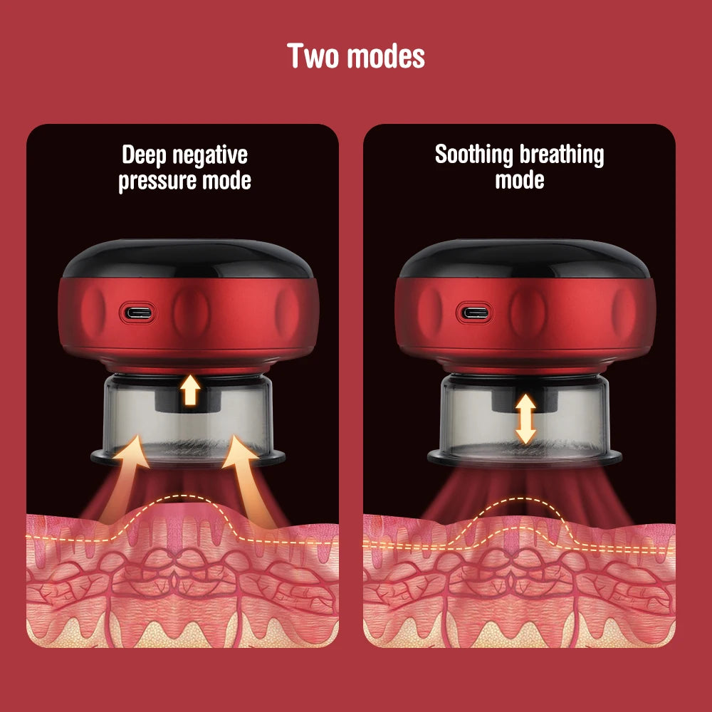 Smart Electric Vacuum Cupping Massager Heated Suction Body Scraper for Back Neck Arm 6/12 Levels Fatigue Relief