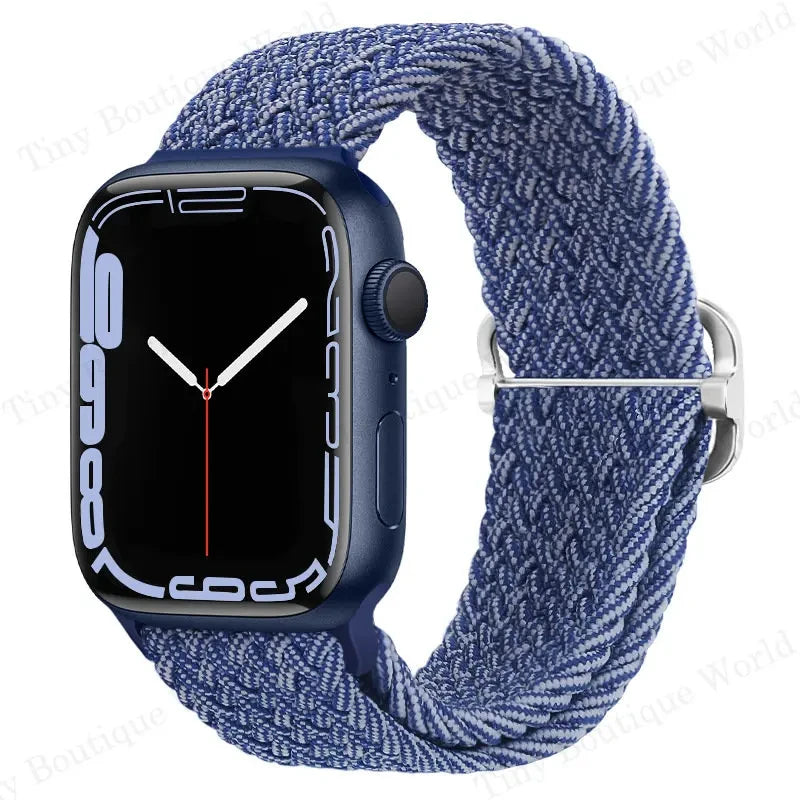Braided Loop Strap For Apple Watch Ultra Band 49mm 44 45mm 42mm 41mm Nylon Elastic Belt Bracelet iWatch Series 9 8 7 6 5 4 SE 3