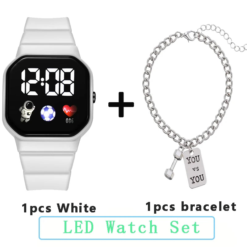NEW Kids Watches with Bracelet Sport LED Digital Watches Silicone Strap Sport Electronic Wristwatch for Children Boys Girls Gift