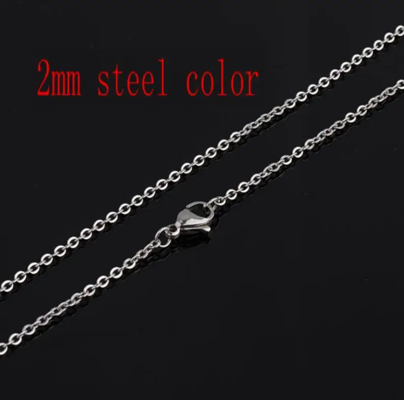 20 Pieces / Batch 304 Stainless Steel Necklace Link Necklace 1mm 2mm Thick Chain Link 45cm/50cm/60cm for Jewelry Necklace