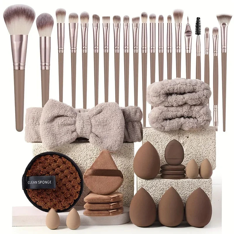 13/33pcs Professional Makeup Brush Set with Accessories for Combination Skin- Featuring Soft Brushes，Suitable for Beginners