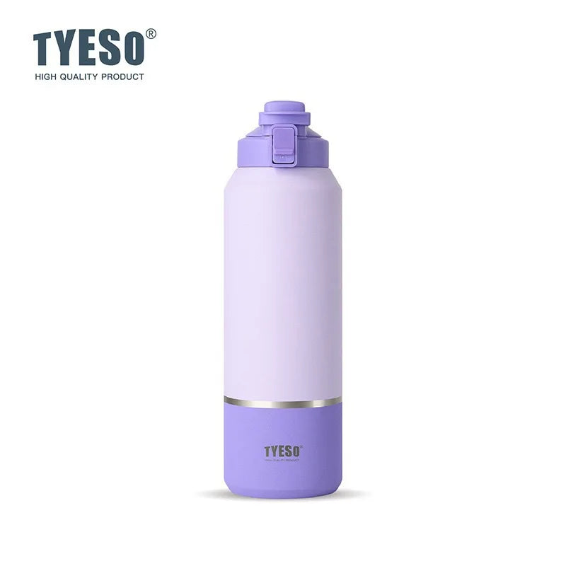 Tyeso Large‑Capacity Travel Mug with HandleVacuum Insulated Water Bottle Leakproof Lid Drinkware for Hiking Outdoor