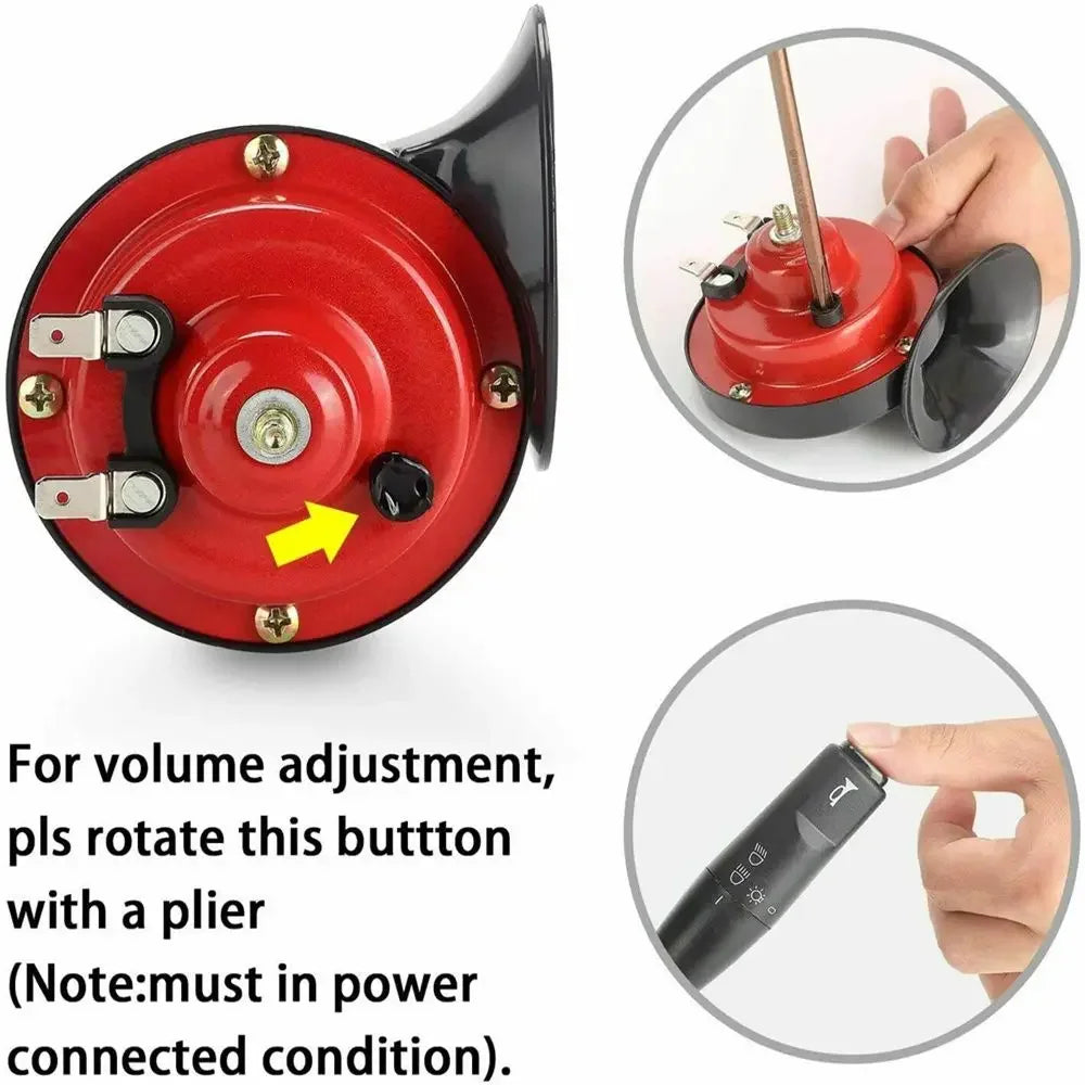 Double Trumpet Train Air Horn 12V 300DB Super Loud Waterproof Electric Snail Horn Kit for Pickup Truck Jeep Motorcycle Boat