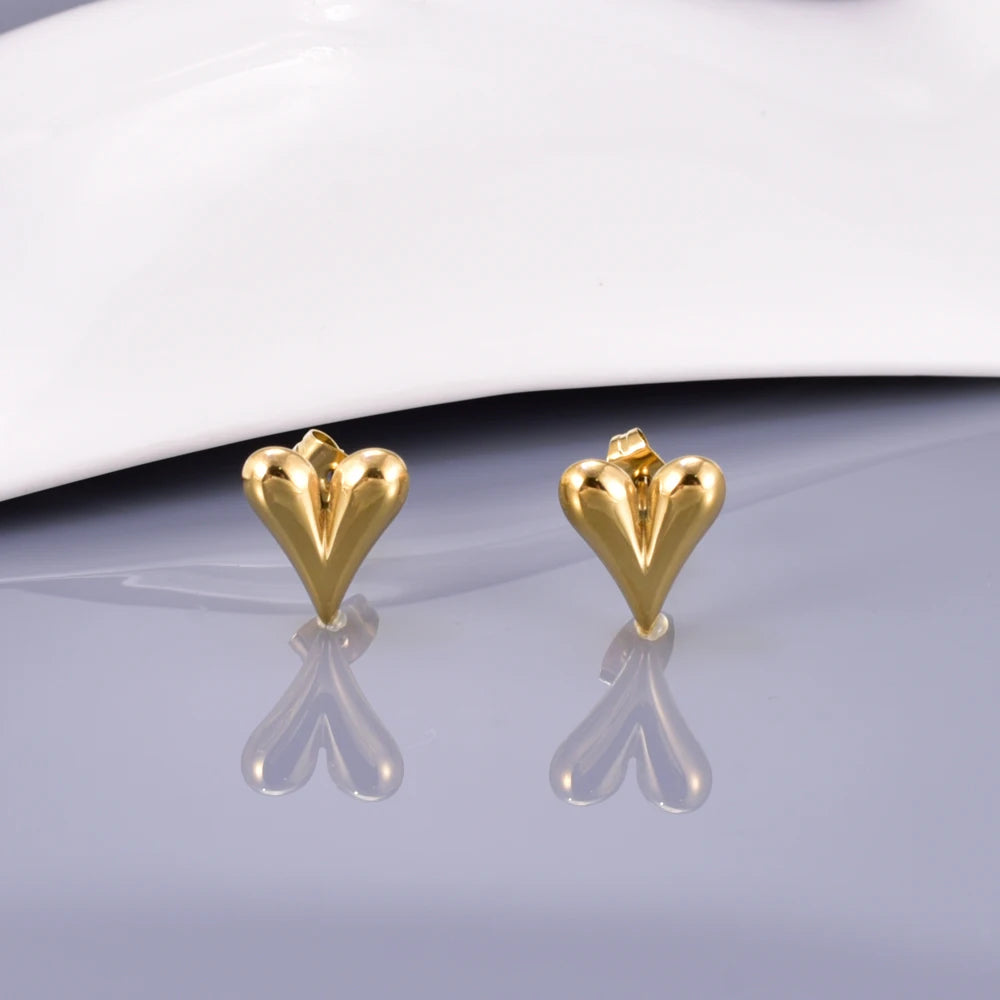 E79 Trendy Stainless Steel Detachable Heart Hoop Earrings Charm Gold Color Fashion Party Birthday Daily Jewelry for Women Girls