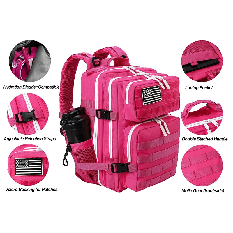 LHI 25L Tactical Backpack for Women Fitness Athlete Gym Out Bag  Small Outdoor Sports Travel Rucksack with Bottle Holder