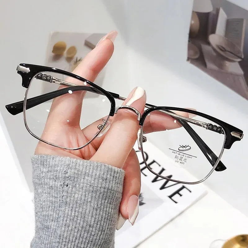 New Metal Half Frame Hd Anti-blue Reading Glasses For The Elderly Business Men Fashion Reading Glasses