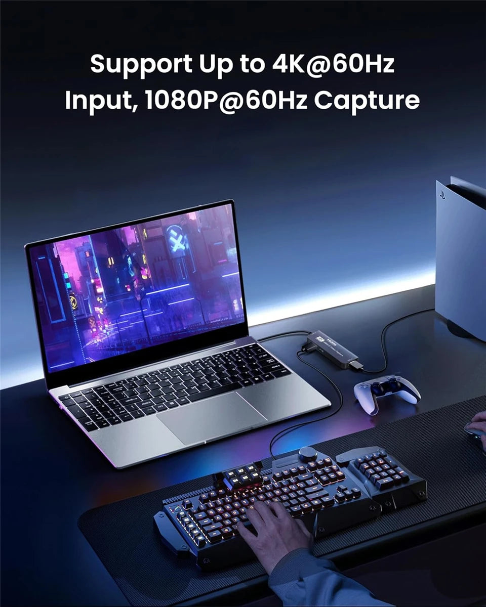 Navceker USB3.0 Video Capture Card with 100W PD USB C to USB A/USB C Live and Record Video Audio Gaming for Quest 2 3 Switch ROG