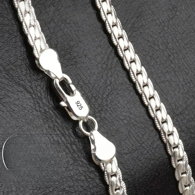 Hot 18K Gold Plated/ 925 Silver 6mm Full Necklace 8/18-24 Inch Chain for Woman Men Lady Party Fashion Wedding Engagement Jewelry