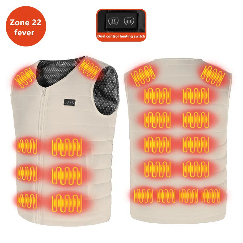 New Winter Unisex V-Neck 22 Zone Heat Resistant Warm Vest Middle-Aged And Elderly People Worn Both Inside And Outside Waistcoat