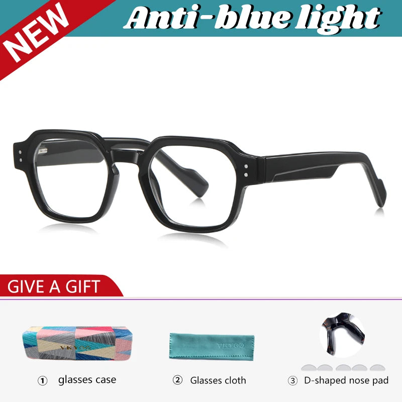 VICKY New Fashion Geometric Square Simple Design Men's and Women's Anti-Blue Light Glasses Customizable Prescription LS105