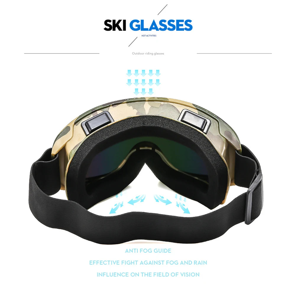 Large Frame Ski Goggles Colorful Anti-Glare Lenses for Snowboarding Skiing Outdoor Winter Sports