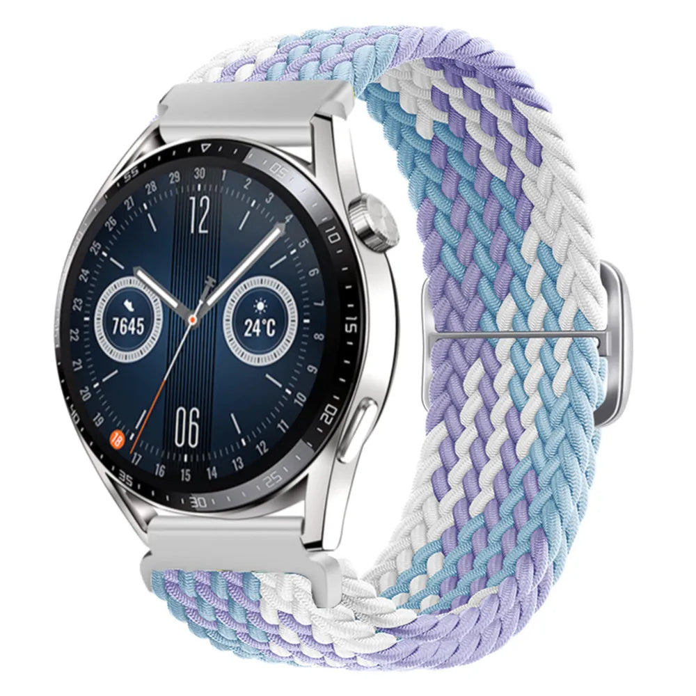 20mm 22mm Braided Solo Loop Strap For Samsung Watch 5/4/3 Active 2/Huawei Watch 3/GT Nylon Elastic Bracelet Amazfit GTR/GTS Belt
