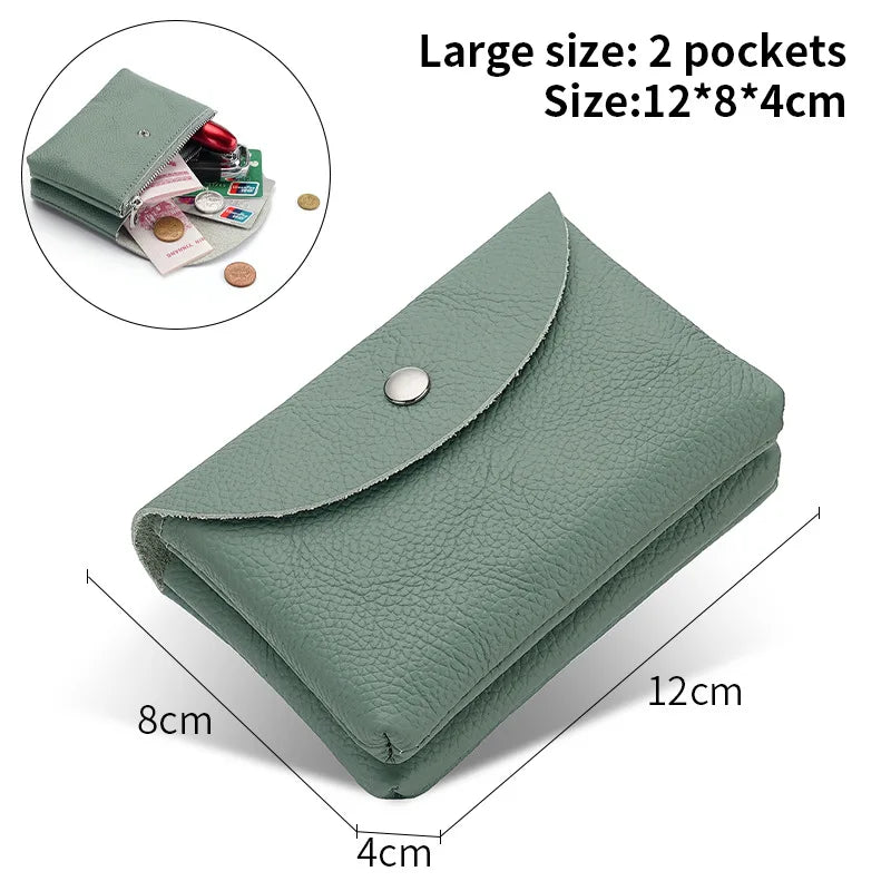 Custom Initials Fashion Women Genuine Leather Short Double Wallet Cute Small Coin Purse Mini Credit Card Holder Key Storage Bag