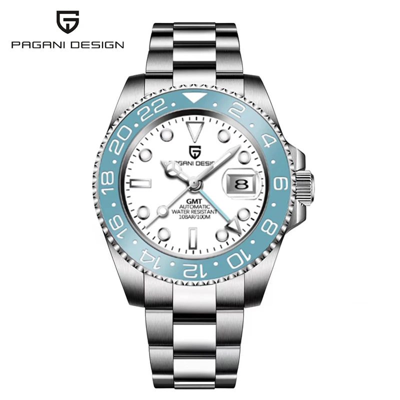 New PAGANI DESIGN 40MM GMT Mechanical Wristwatch Sapphire Ceramic Bezel Automatic Watch Stainless Steel 100M Waterproof Watches