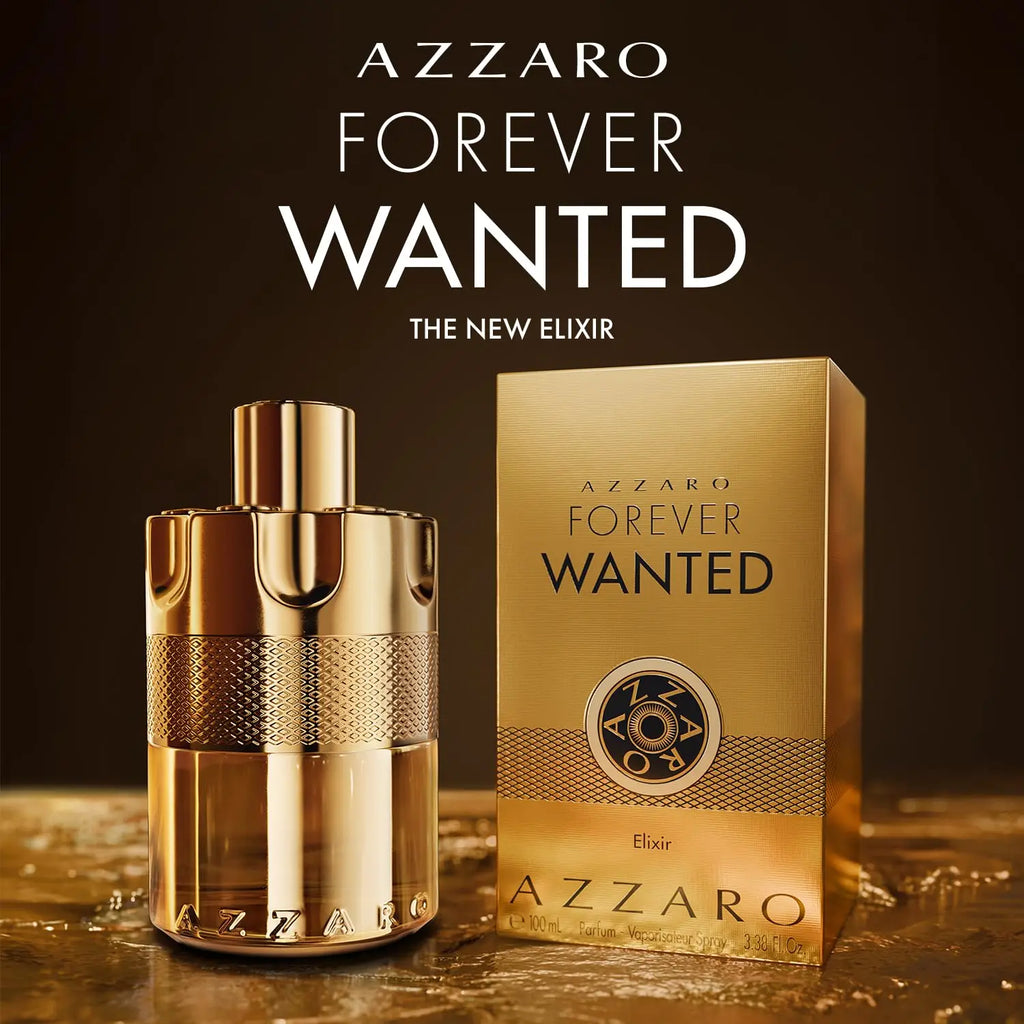 Azzaro Forever Wanted Elixir Parfum 100ML With Original Gold Gift Box Long Lasting Rich Warm Spicy Vanilla Woody Oriental Fragrance Men Perfume Shiny Gold Metallic Grenade Bottle Luxury Masculine Scent Business Night Holiday