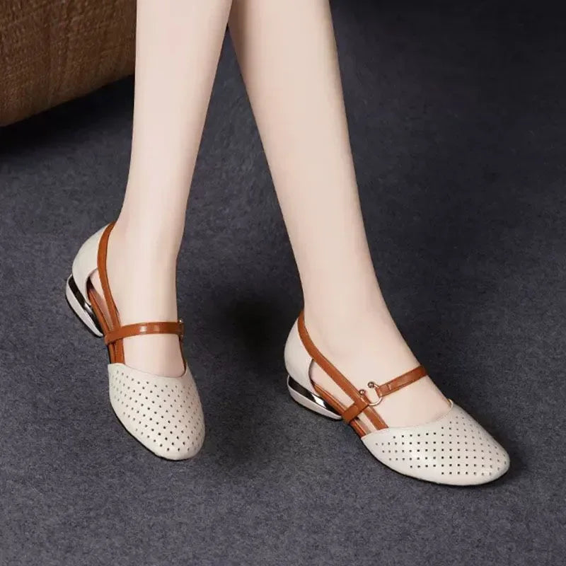 Cresfimix Zapatos De Mujer Women Fashion Black Hollow Out Comfort Spring Summer Slip on Square Heel Shoes Office Pumps A1172